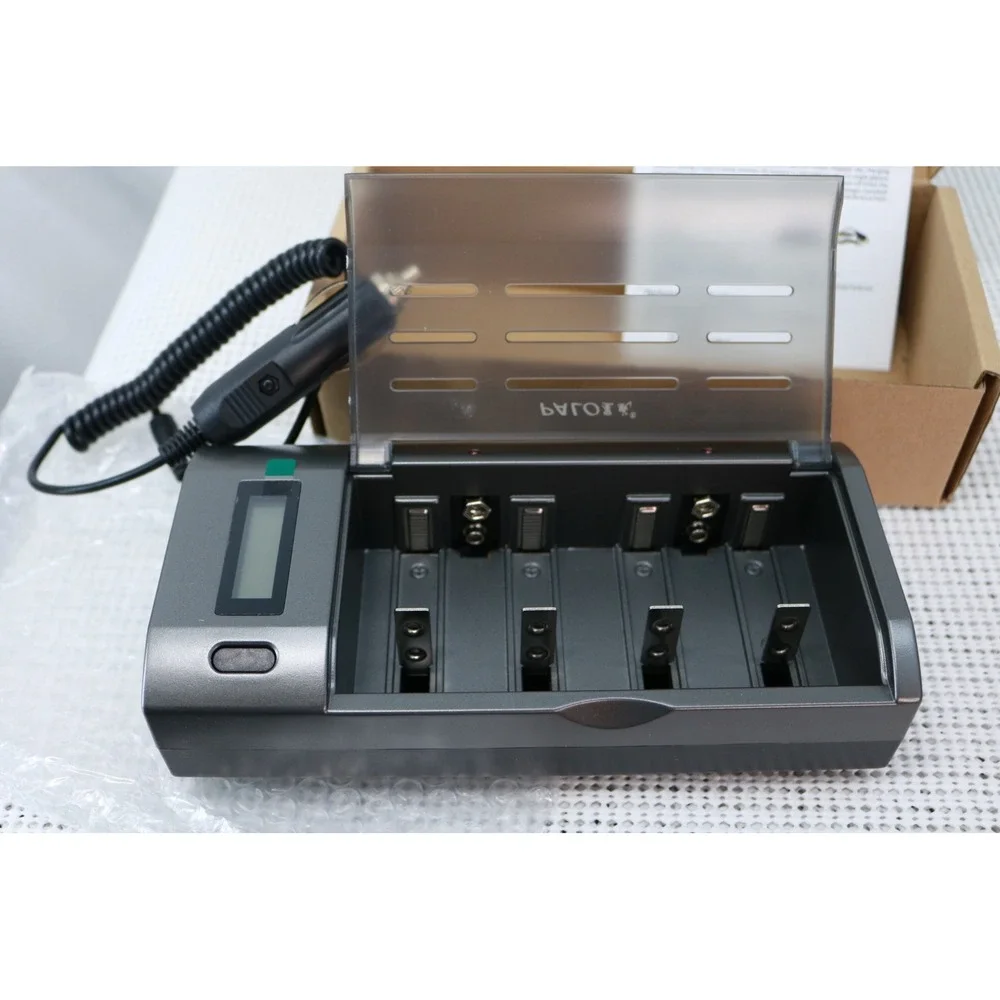 PALO C906W Battery Charger OS Gray Universal LCD Ni-MH Ni-CD AA AAA C D 9V